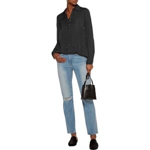 TART Black Silky Jacquard Long Sleeve Blouse